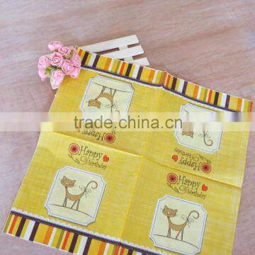 printed paper napkin,100% pure wooden pulp logo napkin