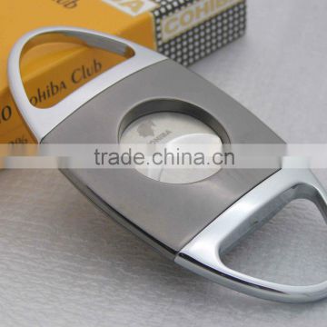 Silver Stainless Steel Dual Blades Cigar Cutter