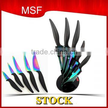 6pcs Stainless Steel Knife Set Stock With Rotatable Stand