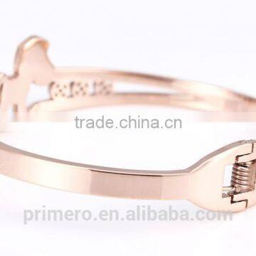 Custom Jewelry 316l Titanium Steel Rose Gold Plated Charm Bracelets Horse Bangles photo-6