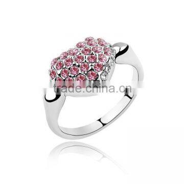 luxury love silver crystal finger Ring