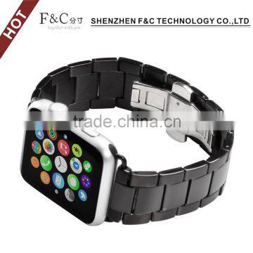 2016 China Supplier Fashion popular black metal buckle stainless steel watch band for Apple Watch 38mm 42mm