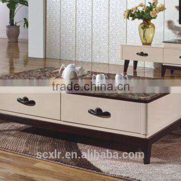 2015 soild wood Chinese marble glass table coffee table