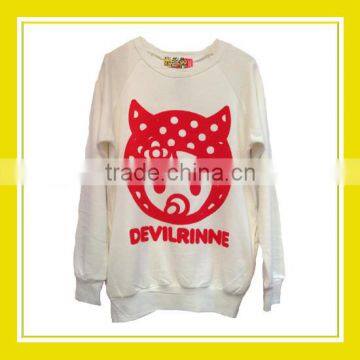 2016 Fashion Products Bros Devil Rinne Head Women Printed Long Sleeve White Sweater