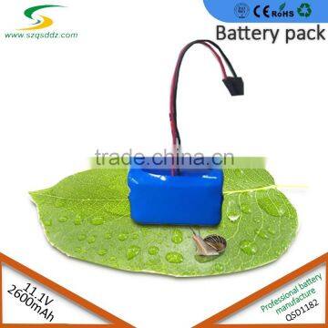 Cheap Lithium ion 18650 Battery 2600mAh 11.1V Battery Pack for Equipment Device