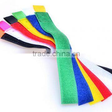 Colorful adjustable hook and loop wire cable tie with label tag