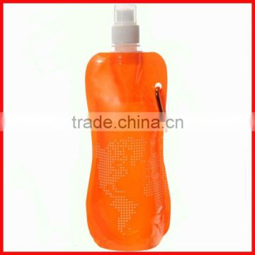 16OZ or 480ml colorful plastic folable water bottle with carabiner