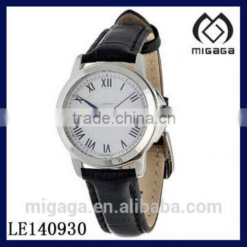 Tradition White Dial Black Leather Ladies Watch /Leather Strap Stationary Bezel Quartz Watch