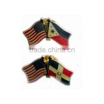 new arrival customized double cross country flag usa lapel pin