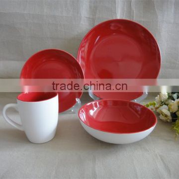 new design products 16pcs double glazed melamine stoneware dinner set