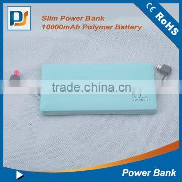 New design 10000mAh Built-in Micro/8PIN Charge Cable Power Bank with Dual USB Port