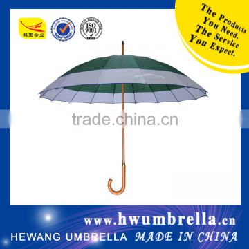 16ribs Wooden Shaft Wooden Handle Straight Golf Umbrella