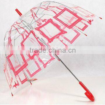 High quality frame straight POE/PVC mushroom transparent umbrella