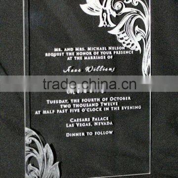 High Transparent custom acrylic laser cut wedding invitation card