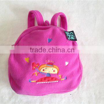 High quality pink embroidered children's microfleece blanket with backpack 75x100cm