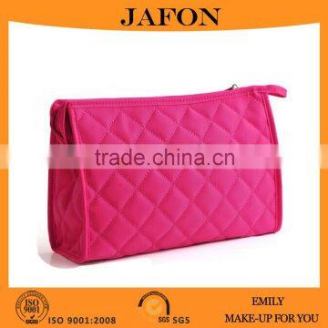Pink Nylon Gridding Rectangle With Zipper Closure Makeup Pouch/Bag/Case Cosmetic Tool