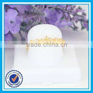 Brief Style Fancy Women Golden Ring cz Crystal 14k Thin Gold Ring photo-3