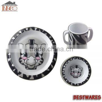 Custom melamine kids dinner ware set in cow design