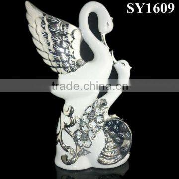 Isolate the silver plating love birds indoor ceramic statue