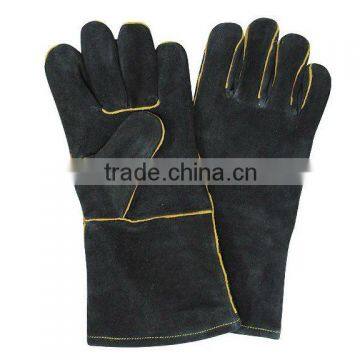 Black Split Leather Welding Gloves, Industrial Welding Gloves, Kevlar Stitched - Lined