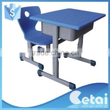 Single steel school desk and chair