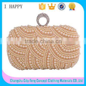 Elegant Ladies Pearl Diamond Clasp Evening Bag