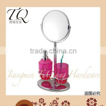 Hotel bathroom cosmetic mirror with toiletries frame