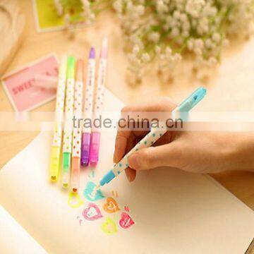 Colorful highlighter pen dot color fluorescent pen easy to write and wipe off color pen