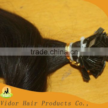 Color 1a# silky straight style flat-tip human hair