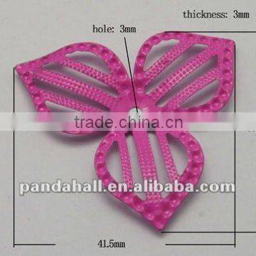 Iron Bead Caps, Jewelery Findings, Fuchsia, Flower(IFIN-Q042-1)