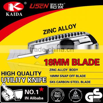 Zinc alloy 18mm Snap Off Blade Multipurpose Utility Cutter Knife