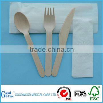 2015 wholesale resturant disposable wooden cutlery set