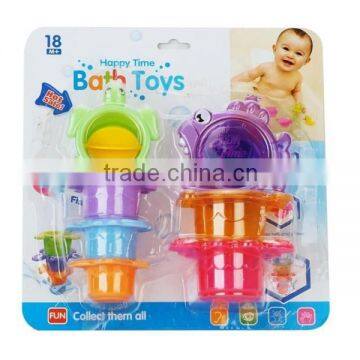 YX2804916 7 pc water cup and dolphin toy stack up bath game toy