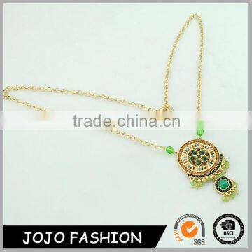 Fancy design for ladies ethnic style gold chain necklace beaded jewelry