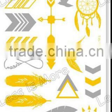 fashion star metallic sticker gold and silver flash temporary tattoos