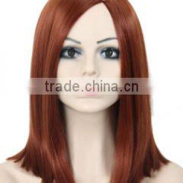 14" Female Short Straight Red Bob Wig African American Wig For Black Women Synthetic Fake Hair Cosplay Wig