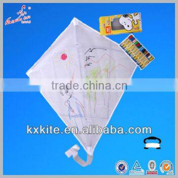 children's drawing kites with crayons