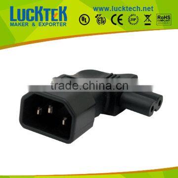 Angled IEC 320 C14 male to IEC C7 2 pin power connector