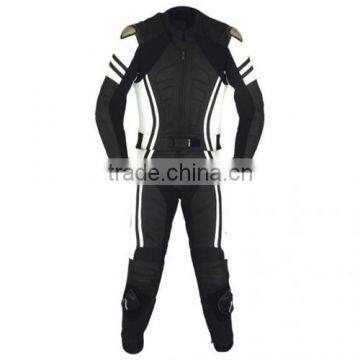 Top Quality Men Motorbike Leather Suit,/Motorbike/Motorcycle Leather Suit in Black and white