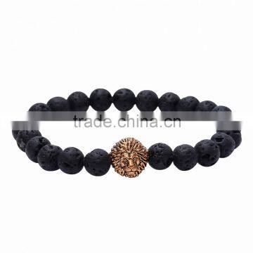 2016 Timeless Styling Rose Gold Lion Head Buddha Agate Slices Bracelets Wholesale