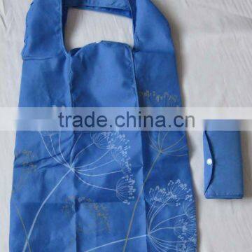 polyester folding foldable tote shopping bag with handle and hook and loop dandelion printing