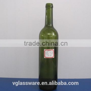 750ml wine glass bottle in dark green