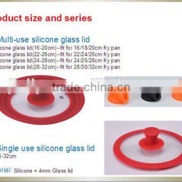 multi use cookware glass lid with silicone rim manufactured by Jielipu