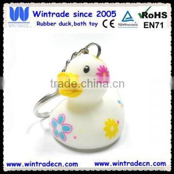 Plastic rubber duck keychain