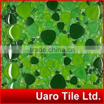 Scalloped glass pebble irregular shape tile