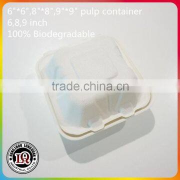 High Quality Different Size Bagasse Sugar Cane Biodegradable Pulp Clamshell Food Box Container