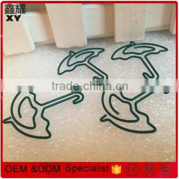 Novelty customized green umbrella shape metal paper clips