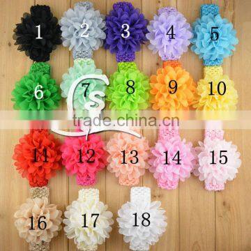 Crochet hair snood Ballet Dance scallop flower headwear / Latest fancy elastic violet newborn baby elastic infant flower