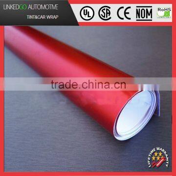 High quality Matte metallic wrap wholesales 1.52*20M red matte satin chrome vinyl wrap