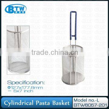 Cylinder stainless steel pasta basket for kitchen (L-BTW6057-201)